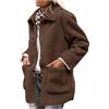 ThiCc Giacche Sherpa oversize da donna, in pile peloso, con risvolto aperto sul davanti, a pelo lungo, cardigan lungo con cappuccio, caldo cappotto invernale in pelliccia sintetica, cappotto in peluche