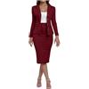 Generic Completo da donna Blazer con gonna elegante Business Office Plain Set Risvolto Manica Lunga Giacca Pantaloni Set 2 Pezzi Costume Elegante Blazer Set, Rosso, S