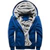 Wenchuang Uomo Felpe con Cappuccio Giacche Invernali Caldo Spesso Zip Cappotto Hooded Sweatshirt Blu XL