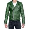 MERCH ATTIRE Giacca da uomo in pelle stile vintage Brando verde - con cintura stile biker classico, Verde - Ecopelle, XL
