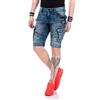 Cipo & Baxx CK205 - Pantaloncini da uomo in jeans, con fori e borchie Blu 36W