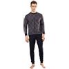 SNELLY Pigiama Uomo Inverno Autunno Cotone Punto Milano, Pigiami 2 Pezzi con Maglia Manica Lunga con Bottoni o Girocollo, Fantasia Elegante, Taglie M L XL XXL