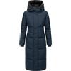 Navahoo Cappotto lungo invernale da donna, caldo trapunta con cerniera a 2 vie e cappuccio regolabile con fiori tortora XIV XS-5XL, blu navy, XXL