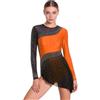 Kvysinly Vestito Pattinaggio Artistico sul Ghiaccio Donna Maillot con Maniche Lunghe E Brillanti Multicolori Vestito Danza Latina Come Samba Rumba E Chachachá Arancione Fluorescente S