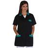 tessile astorino Ricamo 0 - Camice da Lavoro Donna - Divisa per Maestra, Imprese di Pulizia, Parrucchiera, Estetista, Scuola Infanzia - Casacca Personalizzata (Nero e Verde, XS)