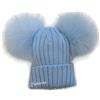 Brillabenny Cappello Baby Pelliccia Doppio PON PON Celeste Azzurro 1-3 Anni Cappellino Baby Cuffia Hat Fur Kids Double Poms