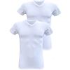 Armata di mare Maglie Uomo Cotone Elasticizzato Scollo a V Manica Corta 2 PZ. (5/L, Bianco)