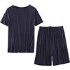 OLEETS Completo Pigiama da Uomo - Top + Pantaloncini in Morbido Cotone Casual Tinta Unita da Uomo Estivi Abbigliamento da Notte Completo da Notte Xl-8Xl Abiti Larghi Taglie Forti, Blu, 8XL
