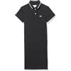 Lacoste Short Sleeve Color Blocked Neck Ribbed Polo Dress Vestito Casual, Nero/Multicolore, 12 Anni Bambina
