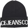 VERSACE JEANS COUTURE Berretto Big Beanie, copertina con logo, nero e bianco, Nero , L
