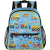 Entemne Zaino per bambini per ragazze e ragazzi con veicoli dei cartoni animati trattori bulldozer zaino per bambini piccoli libri prescolari con cinghia toracica leggero asilo borsa per asilo