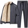 Generisch Pigiama in pile da uomo, 2 pezzi, set di pigiama invernale lungo, per la casa, morbido, termico, pigiameria, in peluche, per attività all'aperto, jogging, tuta con imbottitura, O grigio., XL