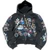 Goolecrimp uomo Donna Vintage Y2k Zip Felpa con Cappuccio Streetwear Lettera Stampa Oversize Rapper Sport Felpa con Cappuccio Harajuku Sciolto Peplo Coppia (Nero,XXL)