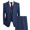 ZHOUXYFDC Vestito da Uomo Completo da Uomo, 3 Pezzi, in Tweed, Formale, con Revers a Lancia, Stile Classico, for Matrimonio, Sposo, Banchetto, Lavoro, Smoking, Giacca, Gilet e Pantaloni.(Blue,5XL)