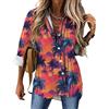 GVYGVY Camicie da donna a maniche lunghe con bottoni - Camicette casual con stampa in stile hawaiano arancione per donne top eleganti, Stile-40, M