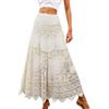 Generisch Gonna da spiaggia da donna stile boho con orlo all'uncinetto, elegante gonna estiva casual per tutti i giorni, vacanze, vestibilità fluida, qualità traspirante, beige., Taglia unica