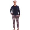 SaneShoppe Pigiama da uomo Harvey James, confezione regalo, in pile Navy/Grey X-Large