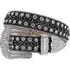 TINIDI Cintura di Lusso con Strass da Uomo e Donna, Cintura Western Bling Bling con Cristalli e Diamanti, Colore: bianco e nero., Fit Waist 36-38 inches