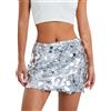 Generisch Autunno E Inverno Gonna San Valentino Paillettes Argento Donna Sexy Halbrock Fianchi Vita Alta Gonne Rave Party Slim Fit Solid Vita Alta Elegante Gonna Breve Skinny Confortevole Gonna Donna, argento,