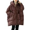 Generic QXDZSW Piumino invernale da donna in piuma d'anatra bianco casual sciolto over size caldo parka femminile con coulisse piumino con cappuccio, Caff, L