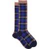 Gallo - Calze Lunghe Uomo Cotone Blu Fantasia Tartan