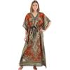 Ethnique Mode Caftano lungo stile orientale etnico, in poliestere, abito estivo da donna, stile bohémien, abbigliamento da spiaggia, oversize, grigio, Taglia unica