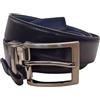 EcoPrice® Cintura in vera pelle uomo artigianale reversibile Nero/Blu lucida 115/125 - MADE IN ITALY
