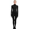Generisch Body intero da donna con maniche lunghe e gambe, tinta unita, costume da ballo per spettacolo e palcoscenico, Nero , S