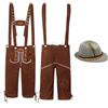 Generic Travestimento Oktoberfest Uomo Set di Costume Bavaresi Oktoberfest da Uomo Completo Tradizionale Maschile Tuta con Bavaglino Pantaloni Bretelle Cappello Due Pezzi Festa della (A02-Light Gray, XL)