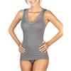 EGI Canotta Donna Costine Spalla Larga Scollatura V con Pizzo Lana 85% Seta 15% (XL, Grigio)