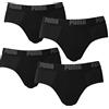 PUMA Uomo Base Slip Intimo 4 Pacco in Molti Colori - 4 x Nero, L