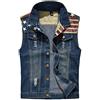 YOUCAI Giubbotto Smanicato Jeans Uomo Giacca In Denim Senza Maniche Gilet di Jeans Strappati Panciotto Denim Veste Giacca,Blu2,M