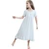 Verve Jelly Camicie da notte per bambina Camicie da notte a maniche corte con volant in tinta unita Camicia da notte a figura intera per bambini Bianco 140 8-9 anni