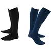 SILCA 2 paia calza gambaletto uomo riposante a compressione graduata media confort 15 mmHg cotone sulla pelle (42/43), nero/blu