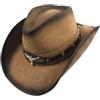 Nisone Cappello da cowboy in pelle per uomo e donna da cowgirl Sun Hat Outback Wide Brim (Colore: naturale, Taglia: 58-59 Cm)