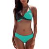 Nuqqichongtian Costume Da Bagno Donna Pezzi Stampate Triangolo Costume Donna Due Lace-Up Bikini Set Con Bagno Due Pezzi A Profonda Bikini Set A Vita Alta Imbottito Reggiseno Mare Cross Spiaggia Beachwear