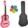 YKW Kit Chitarra Classica 1/2 colore Rosa, Borsa, 5 Plettri.