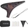 YCXYQ Chiave soprano in Do - Ocarina Professional Master Tuning a 12 fori in ceramica piccola affumicata per sparare con diagramma diteggiatura, cordino da collo e scatola portaoggetti