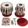 Brass-India INDIAN MAHARAJA - Set di tamburi per tabla, 3 kg, in ottone nero, con libro, martello, cuscini e copertura