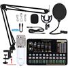 AIRYSSFU Kit scheda audio, Microfono a condensatore professionale BM 800 Scheda audio wireless V10 PRO for PC Computer Telefono Karaoke Gioco di canto dal vivo(White BM800 V10XPRO)