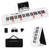 COSTWAY Tastiera Pianoforte Pieghevole a 61 Tasti, Tastiera Elettronica con Funzione MIDI, Cuffie, Pedale Sustain, Pianoforte Digitale Portatile per Principianti (Bianco)