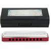 RiToEasysports Armonica blues, 10 fori in acciaio inossidabile per armonica a bocca, chiave in Mi bemolle per principianti e professionale, trasparente e luminoso, piccolo e carino(rosso) strumento a fiato