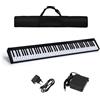 COSTWAY Tastiera Musicale 88 Tasti, Pianoforte Digitale Portatile con Custodia, Pianola con 128 Ritmi e Toni, Pedale Sustain, MIDI, USB e Funzione di APP Bluetooth (Nero)