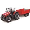 Burago Bburago Massey Ferguson 8740S - Trattore con rimorchio, 10 cm, colori assortiti