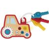 Janod - Portachiavi sonaglio interattivo per bambini Trattore - Effetti sonori e luminosi - Legno e silicone - Sonaglio sonoro per bambini e giocattolo per la dentizione - Batterie incluse - 18 mesi +