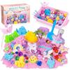 snookids Sabbia Magica per Bambini, Set di Giocattoli da Sabbia Unicorno, con Cera d'api Naturale, 24 Formine, 3 Unicorni, Conchiglia con Coperchio, Sensoriale per Giochi bambina 3 4 5 6 7 8 9+ Anni