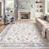 PureCozy Blu Tappeto Salotto 200x300cm Camera da Letto Lavabile in Lavatrice Grandi Tappeti Sala Soggiorno Ufficio Moderno Floreale Carpet Pelo Corto Antiscivolo Rug