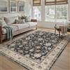 PureCozy Nero Tappeto Salotto 160x230cm Camera da Letto Lavabile in Lavatrice Grandi Tappeti Sala Soggiorno Ufficio Moderno Floreale Carpet Pelo Corto Antiscivolo Rug