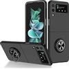 YOUULAR Custodia pieghevole per Samsung Galaxy Z Flip 4 5G, supporto per auto, pelle grassa, vernice spray antiurto, custodia protettiva per Samsung Z Flip4, colore nero