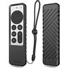 SITHON Silicone Custodia per Apple TV 4K 2021 Telecomando, Leggera Cover Protettiva Antiurto Case con Cinghia per Apple TV 4K / HD Siri Remote (2nd Gen), (Nero)